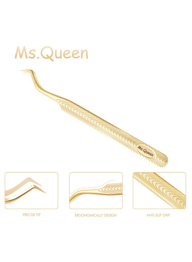 Ms.Queen MsQueen Lash Tweezers for Eyelash ExtensionProfessional Lashing Tweezers for Mega Volume Mink Eyelashes Extensions ApplyingSCurved - Image 4