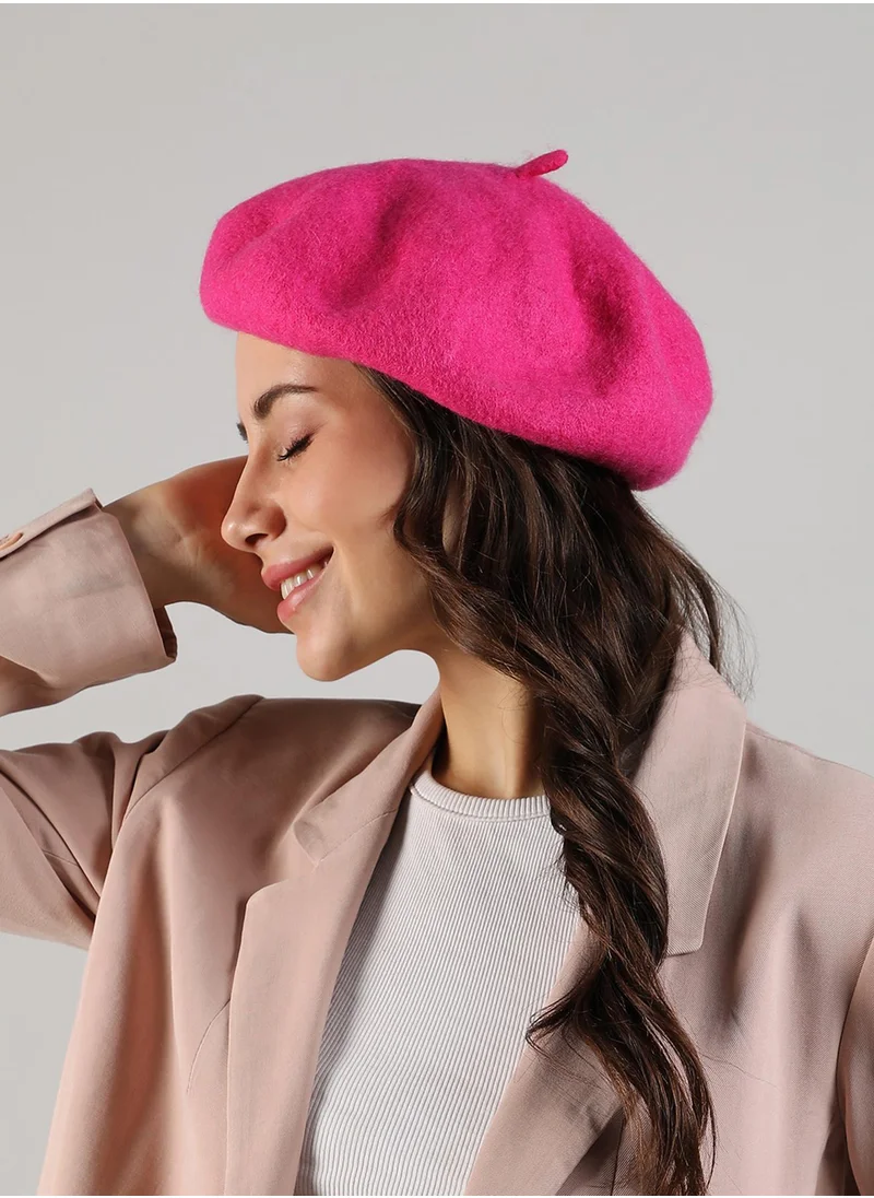 Haute Sauce Solid Beret Hat - Pink