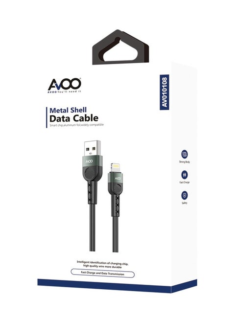 Soft silicone USB-A to Lightning cable, 1 meter long, in black, for perfect compatibility with all iPhone models from iPhone 7 to iPhone 14 Pro Max.