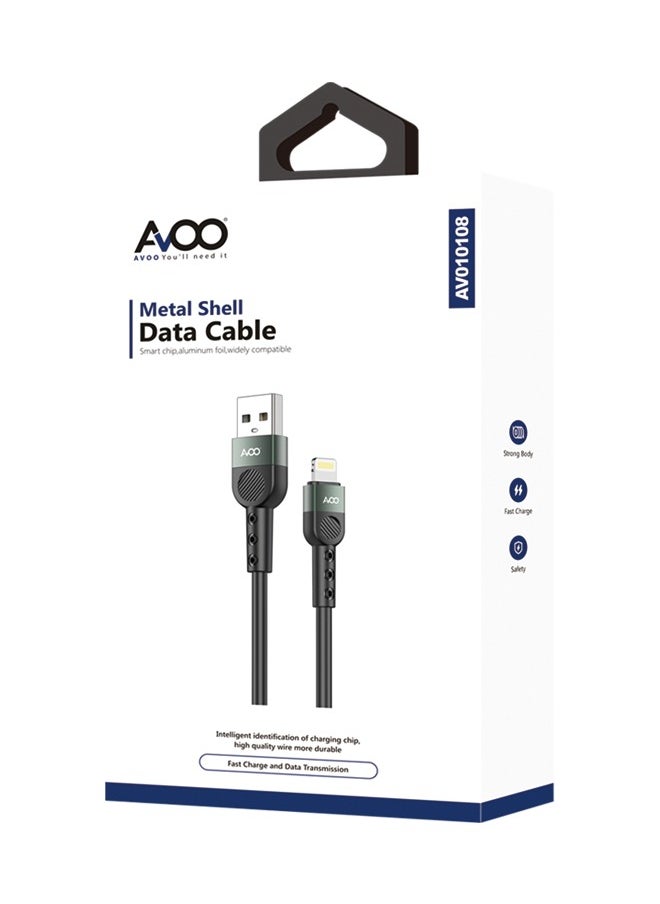 AVOO - Soft silicone USB-A to Lightning cable, 1 meter long, in black, for perfect compatibility with all iPhone models from iPhone 7 to iPhone 14 Pro Max. - Image 1