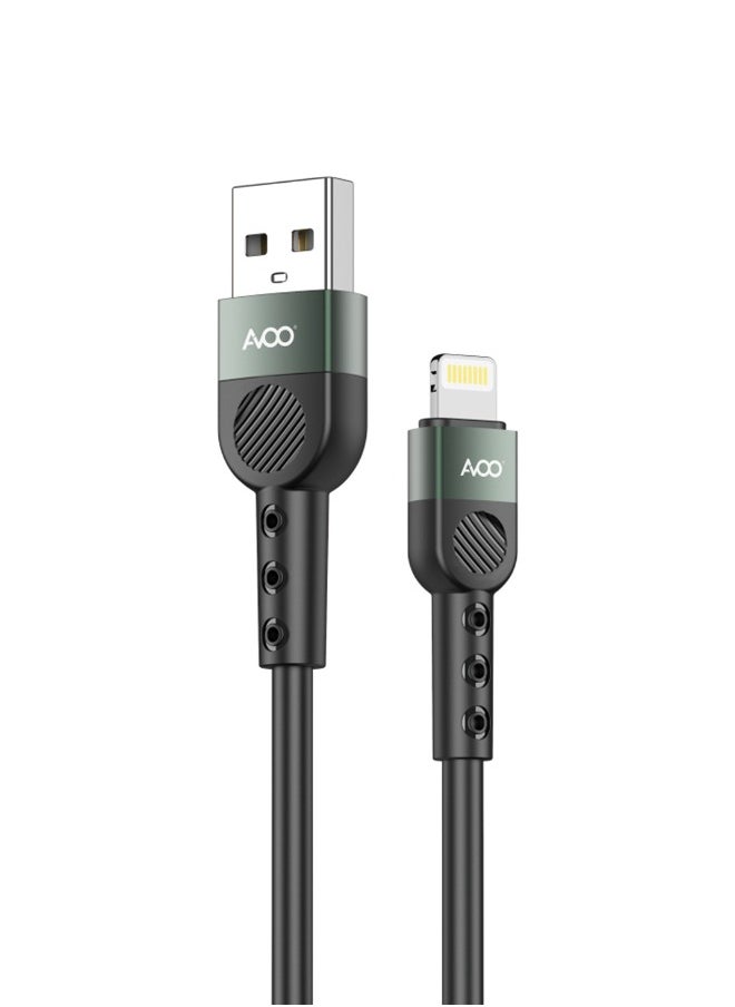 AVOO - Soft silicone USB-A to Lightning cable, 1 meter long, in black, for perfect compatibility with all iPhone models from iPhone 7 to iPhone 14 Pro Max. - Image 1
