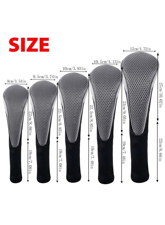 Andux 5pcs/Set Golf 460cc Driver Wood Head Covers with Long Neck and Interchangeable No. Tags - Image 2