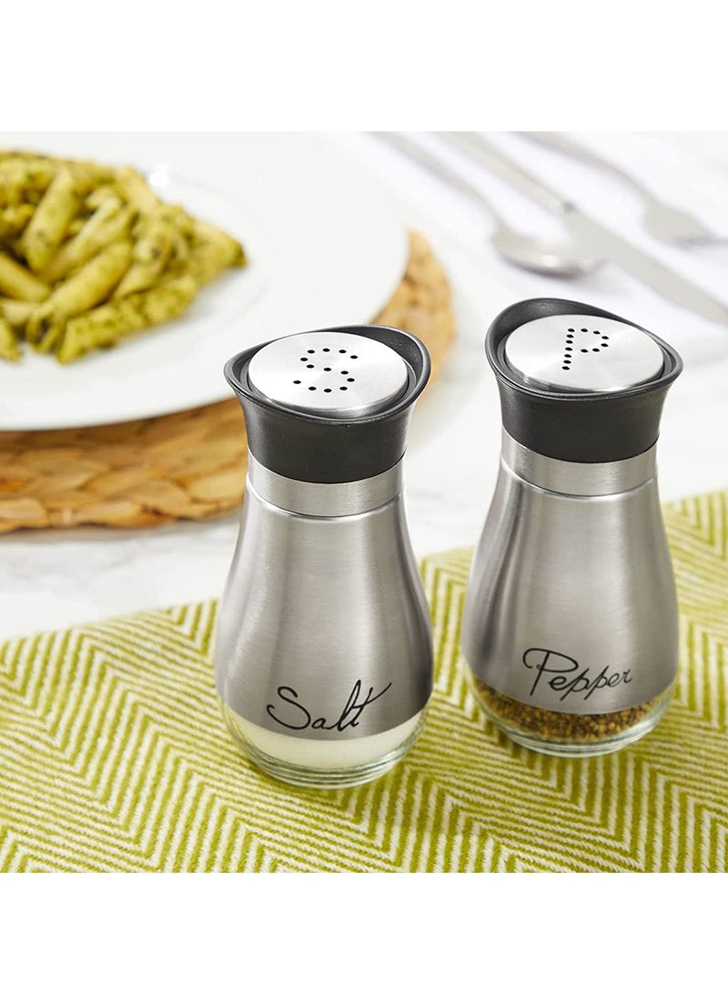 HomarKet Salt and Pepper Shakers Stainless Steel and Glass Set - Image 1