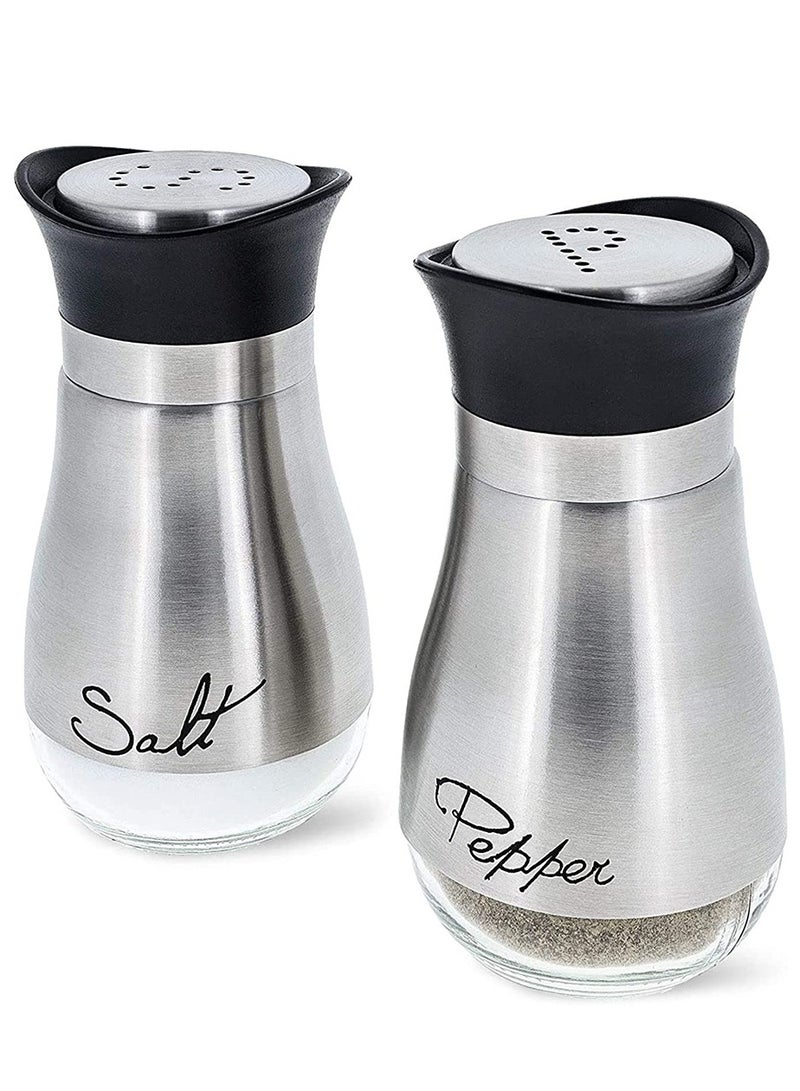 HomarKet Salt and Pepper Shakers Stainless Steel and Glass Set - Image 2