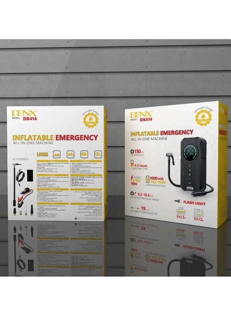 Denx DX414 6000 mAh portable car starter battery with built-in air blower - Image 3