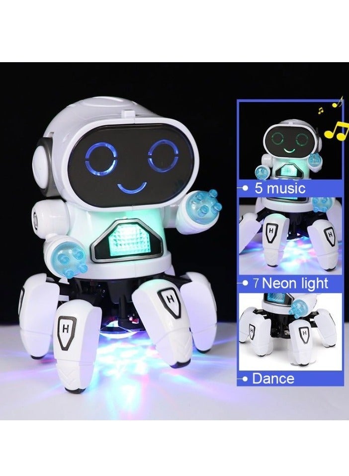 Kids Dance Robot, Music LED Six Claws Octopus Robot, Multifunctional Eye Catching Dancing Singing Robot, Portable Early Education Baby Toy For Boys And Girls, (1pc, Orange)