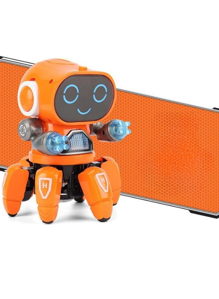 Kids Dance Robot, Music LED Six Claws Octopus Robot, Multifunctional Eye Catching Dancing Singing Robot, Portable Early Education Baby Toy For Boys And Girls, (1pc, Orange)