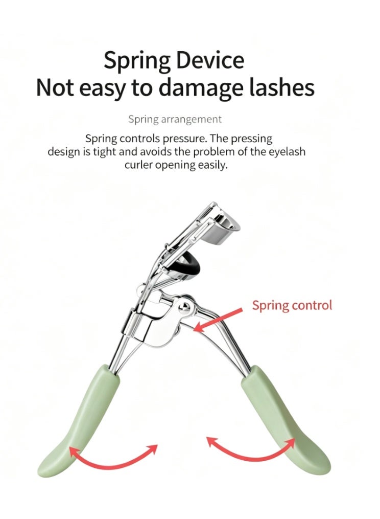 Hikma Beauty 2pcs Stainless Steel Eyelash Pain Free Lash Curler with Silicone Handle, Ergonomic Design, Fits All Eye Shapes & Sizes, Portable Lash Curler for Women (Pink/Green) - Image 5