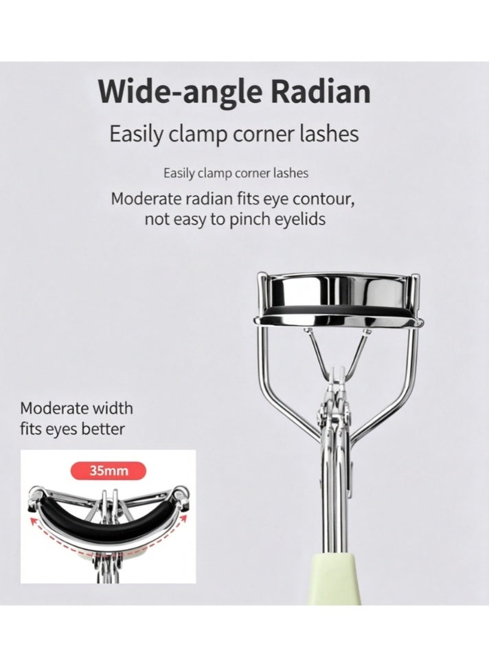Hikma Beauty 2pcs Stainless Steel Eyelash Pain Free Lash Curler with Silicone Handle, Ergonomic Design, Fits All Eye Shapes & Sizes, Portable Lash Curler for Women (Pink/Green) - Image 3