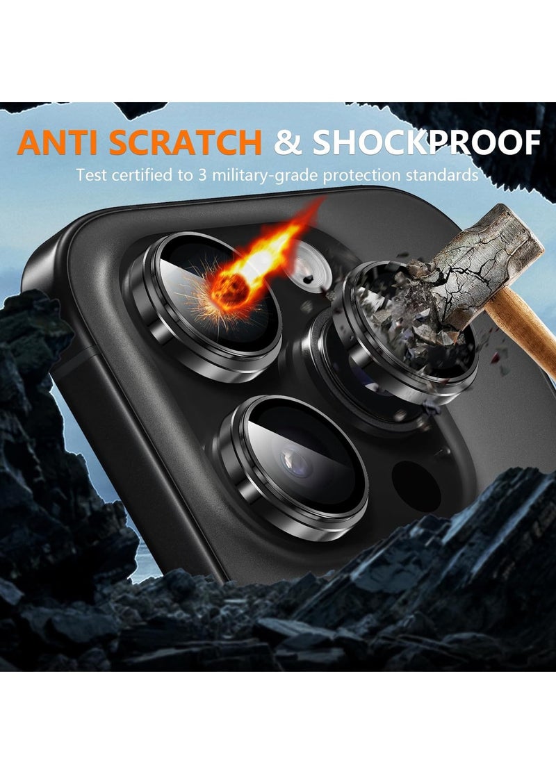 ELTRAZONE Camera Lens Protector for iPhone 16 Pro/16 Pro Max – HD Tempered Glass with Aluminum Ring (Black) - Image 5