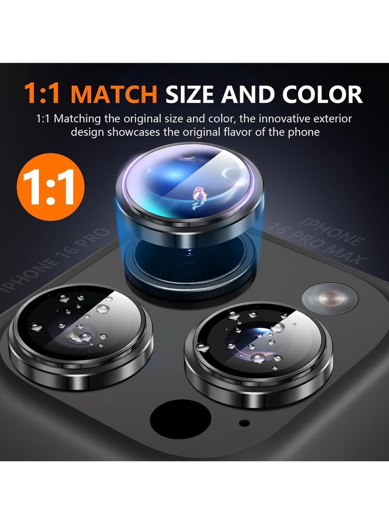 ELTRAZONE Camera Lens Protector for iPhone 16 Pro/16 Pro Max – HD Tempered Glass with Aluminum Ring (Black) - Image 3