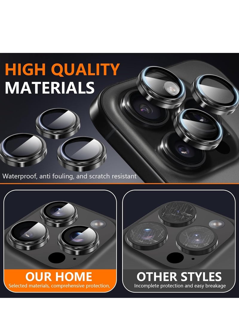 ELTRAZONE Camera Lens Protector for iPhone 16 Pro/16 Pro Max – HD Tempered Glass with Aluminum Ring (Black) - Image 4