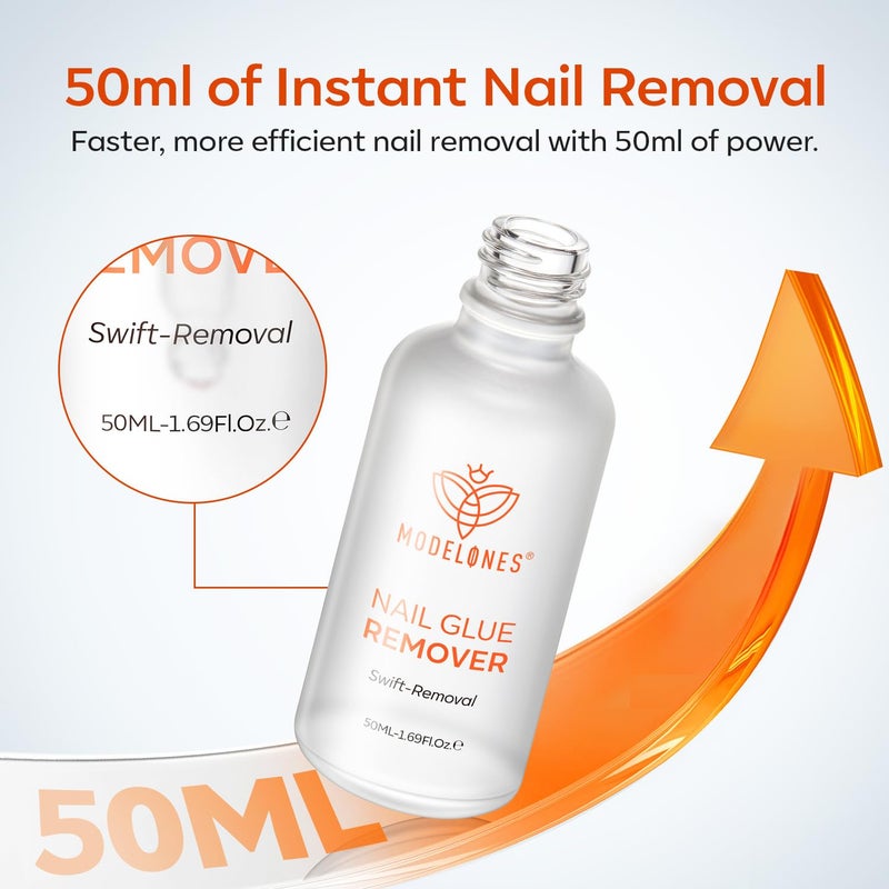 Modelones 50 ML Nail Glue Remover for Base Coat Press On Nails, Upgrade Clear Stick On Nails Remover for Acrylic Tips, Nail Polish Remover with Wood Stick - Image 5