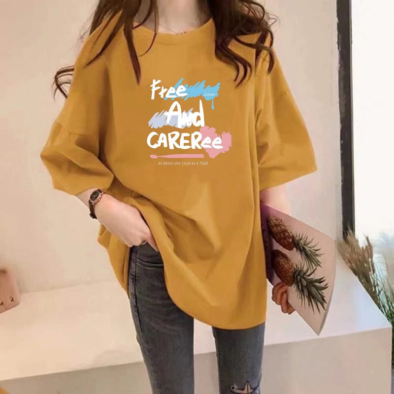 Large Edition Chubby Girls Short-sleeved T-shirt Women's New Summer Korean-style Loose Mid-length Round Neck Rabbit Printed Half-sleeved Top - Image 1