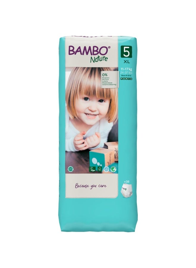 Bambo Nature Premium Baby Pants Diapers for Kids XL Size (11-17 Kgs), Super Absorbent, Breathable, Extra Soft, Dermatologically Tested Infant Nappies, Bamboo Diaper With Wetness Indicator, 38 Count - Image 1