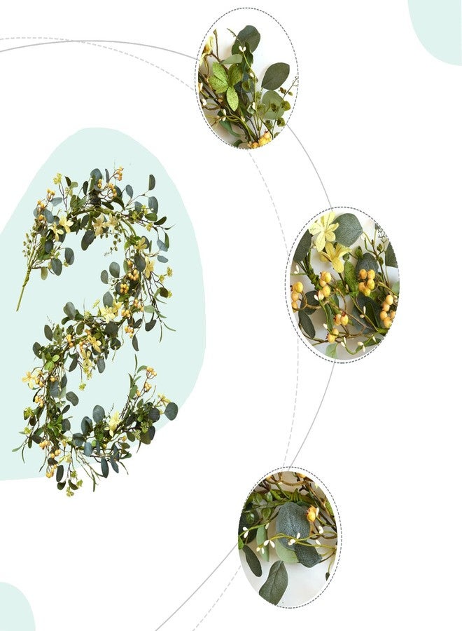 Bibelot 6FT Artificial Eucalyptus Garland, Spring Greenery Garland with Berries and Wildflowers for Home Table Mantle Wedding Festival Indoor Outdoor Decor - Image 3