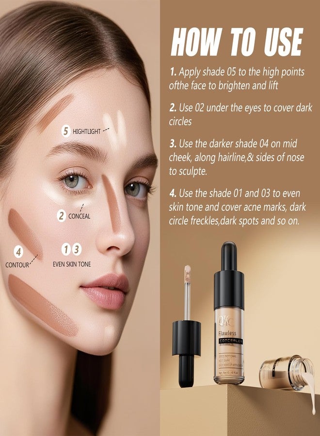 W3W 2 Pcs Liquid Concealer Makeup, Eye Concealer, Full Coverage Concealer For Dark Circle Reduces Look of Fine Lines & Blemishes, Buildable Coverage (WARM PEACH) - Image 4