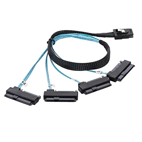 NFHK Internal 36 Pin Mini SAS SFF-8087 Host to 4 SFF-8482 Target SAS Hard Disk and SATA Power Cable 50cm - Image 2