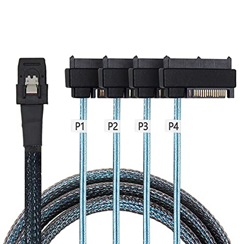 NFHK Internal 36 Pin Mini SAS SFF-8087 Host to 4 SFF-8482 Target SAS Hard Disk and SATA Power Cable 50cm - Image 1