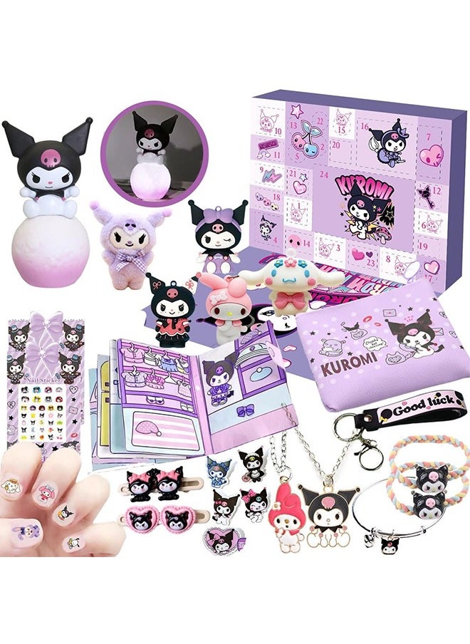 JCB CHIC - Blind Box，Cute Cartoon Action Figure Mystery Box，29PCS Kuromi Kawaii Cartoon Decorations with Anime Figures, Keychains, Rings, and Accessories - Image 1