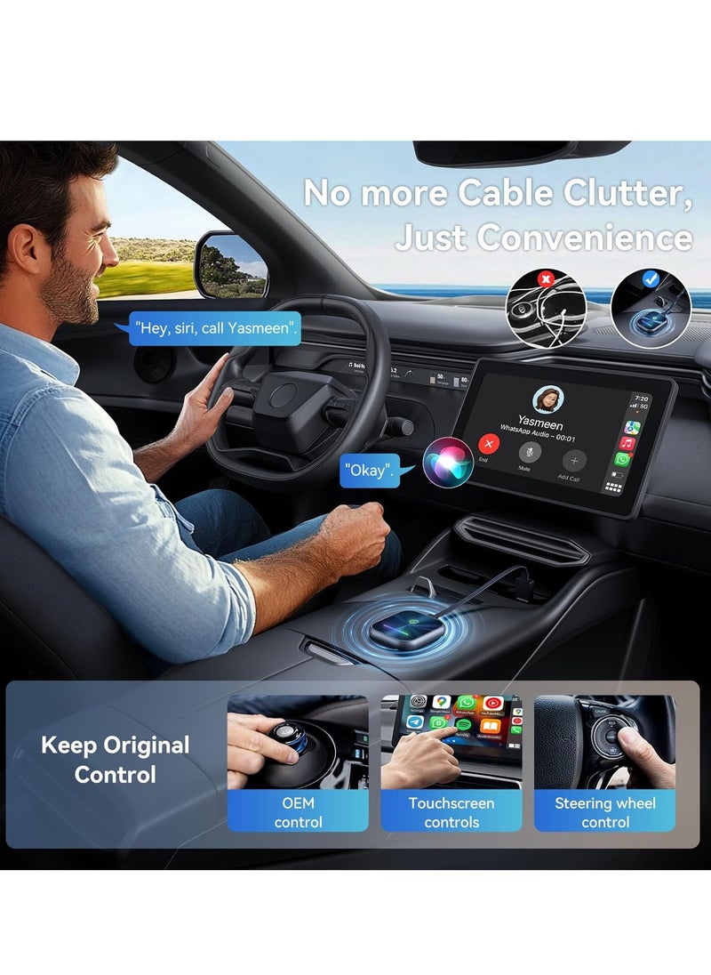 OCTOBER - Wireless CarPlay Adapter 2024 Upgraded, 2 in 1 Wireless CarPlay & Android Auto Adapter Converts Factory Wired CarPlay to Wireless, Plug and Play Car Play Wireless Adapter, Compatible iPhone/Android - Image 1