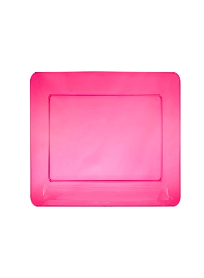 Party Essentials Heavy Duty Hard Plastic 12 x 18-Inch Rectangular Serving Tray, Single Unit, Neon Pink - Image 1