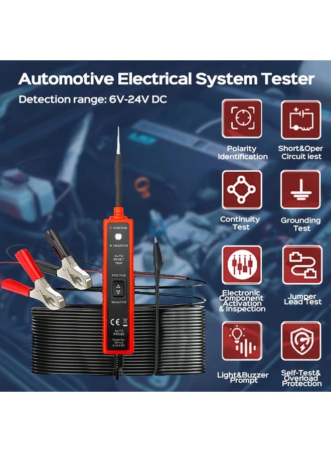 Red Power Circuit Probe Tester 6 24V DC Automotive Electrical Polarity Continuity - Image 5
