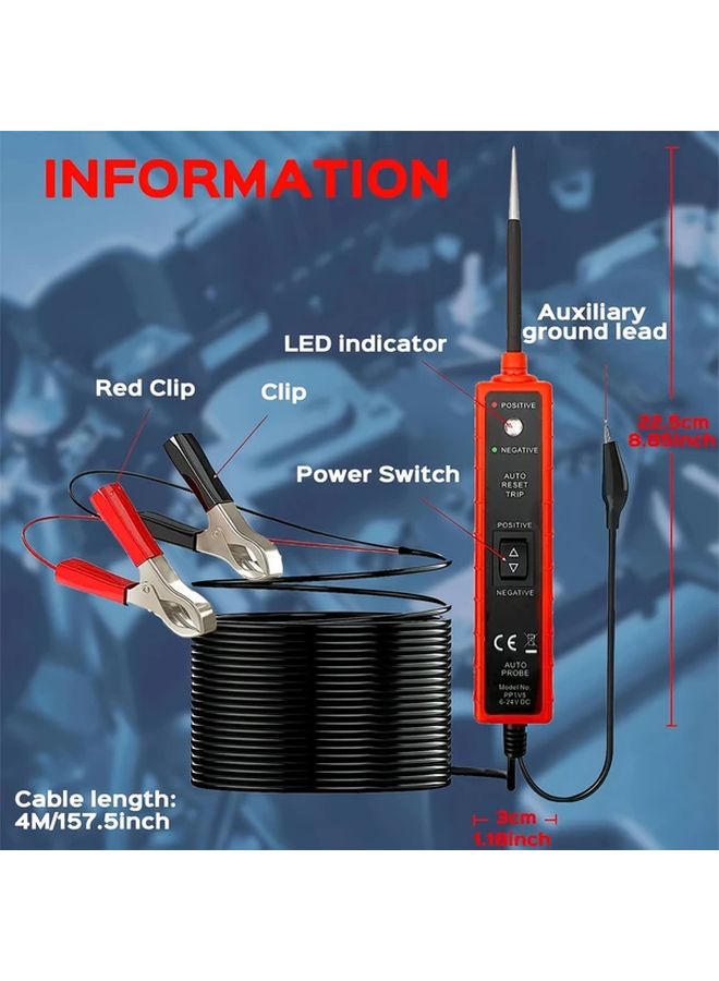 Red Power Circuit Probe Tester 6 24V DC Automotive Electrical Polarity Continuity - Image 4