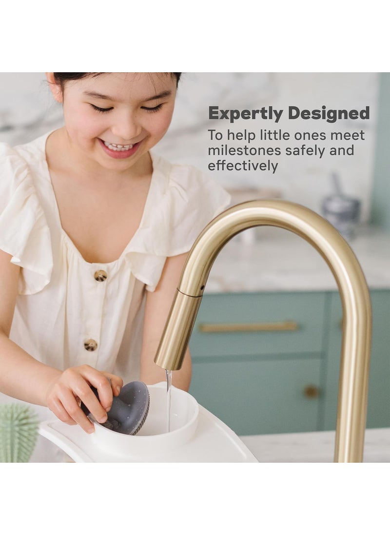 ezpz ezpz Mushroom Sponge - Flexible Kitchen Sponge with Soft Bristles, Non-Slip Handle & Suction Base - Durable Long Lasting - Odor-Resistant 100% Silicone Scrubber for Pans, Dishes & Feeding Gear (Grey)  - Image 4