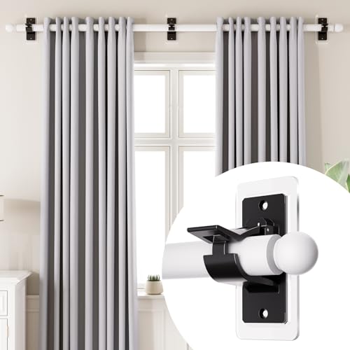 Antimbee 6 Pack Self Adhesive Rod Brackets, No Drill Needed Curtain Rod Holders, Nail Free Stick on Curtain Rod Hooks, Curtain Hangers for Bathroom, Bedroom, Livingroom, Hold up to 20lbs on Smooth Surface - Image 3