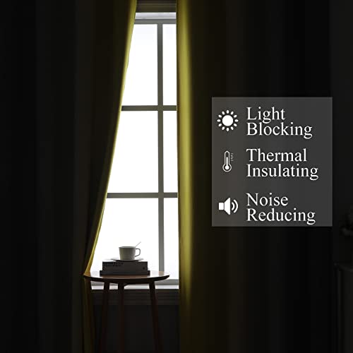 Estelar Textiler Grey and Yellow Blackout Curtains 84 Inch Length 2 Panels Set, Blackout Curtains for Living Room, Thermal Insulated Gradient Drapes, Light Blocking Ombre Curtains for Boys Bedroom, 52W x 84L Inches - Image 3