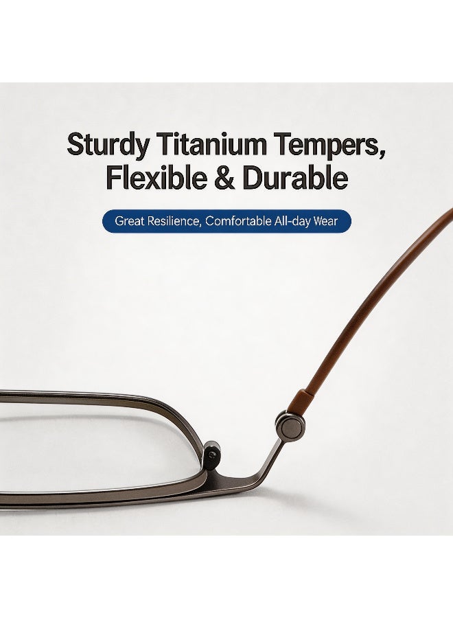 بوكيلار نظارات تيتانيوم PUKCLAR إطار كامل تيتانيوم نقي براولاين عدسات غير طبية أسود غير لامع للأعمال والموضة للرجال والنساء للمكتب والاستخدام اليومي - Image 4