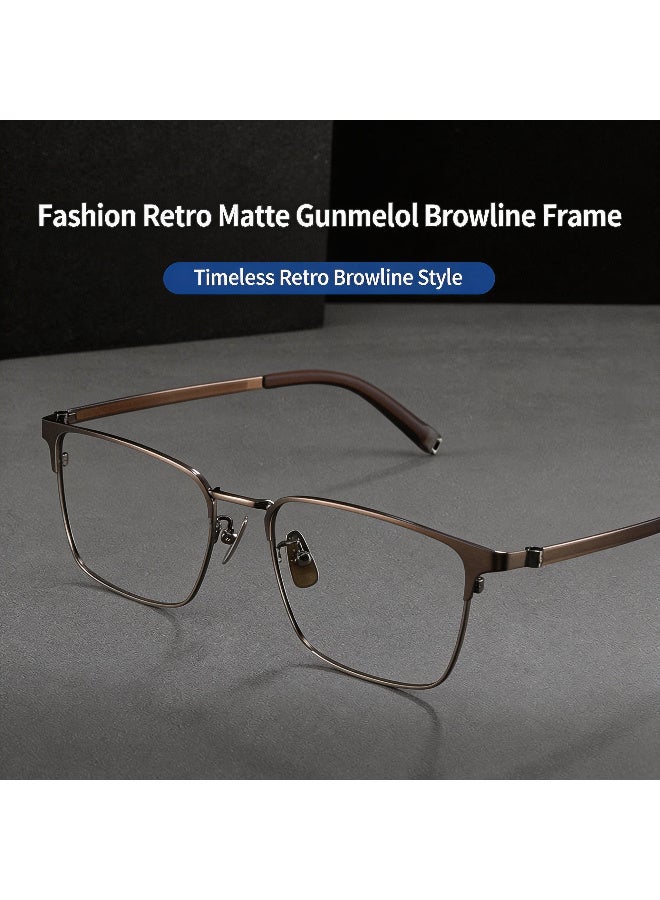 بوكيلار نظارات تيتانيوم PUKCLAR إطار كامل تيتانيوم نقي براولاين عدسات غير طبية أسود غير لامع للأعمال والموضة للرجال والنساء للمكتب والاستخدام اليومي - Image 2