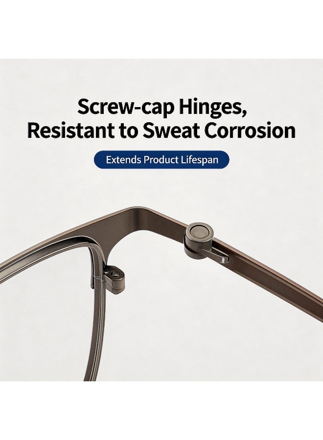 بوكيلار نظارات تيتانيوم PUKCLAR إطار كامل تيتانيوم نقي براولاين عدسات غير طبية أسود غير لامع للأعمال والموضة للرجال والنساء للمكتب والاستخدام اليومي - Image 5