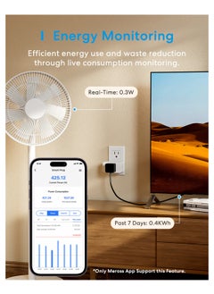 meross Meross Matter Smart Plug Mini with Energy Monitoring, Works with Apple HomeKit  - Image 2