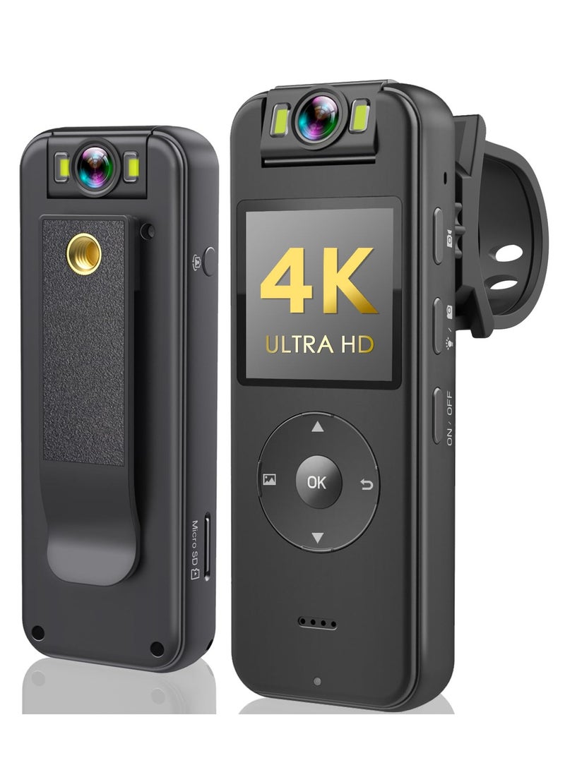 128GB Body Camera 4K 30FPS UHD Recording,1.4 in Screen Recorder Night Vision Lighting 6HR Life Wearable Camcorder for Outdoor Riding, Home, Sports, Security, Travel Records - Image 1