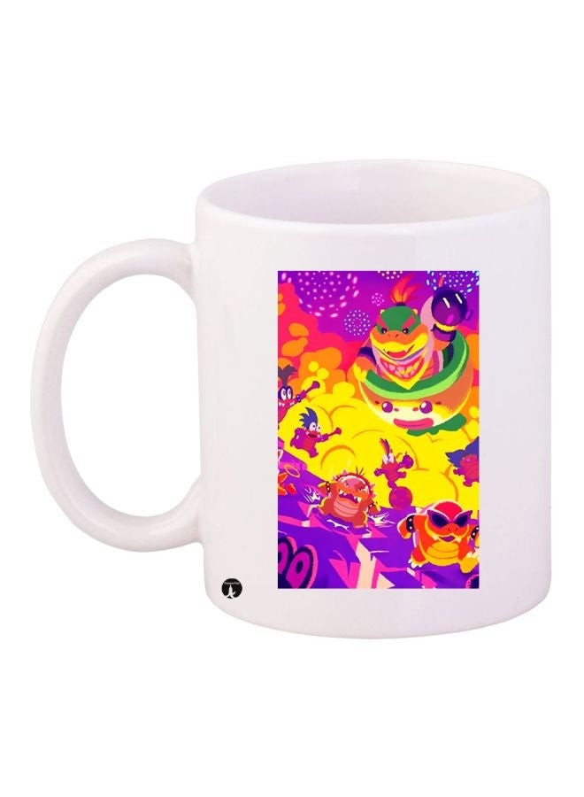 RYN Cartoon Printed Coffee Mug White/Purple/Yellow 11ounce