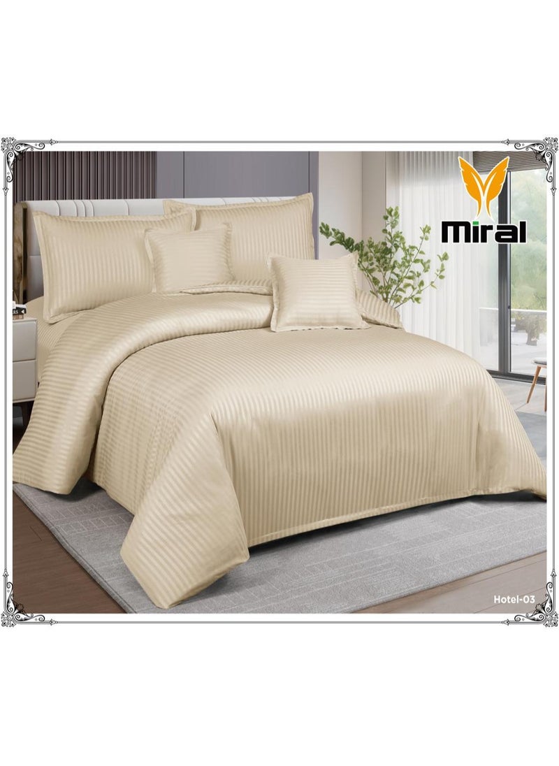 Miral Luxury Hotel Bedding Set – 6 Pieces | Double Size | Soft Duvet with Removable Filling, Fitted Round Sheet, 4 Elegant Pillowcases 