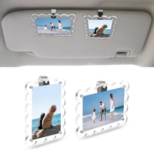 PIFOOG 2 Pack Car Visor Picture Holders Clip Photo Frame Acrylic Magnetic Display Pictures Frames for Cars Sun Visor Personalized Memorial Presents for Mother Dad Friends Transparent 2.5 × 3.7 inch - Image 1
