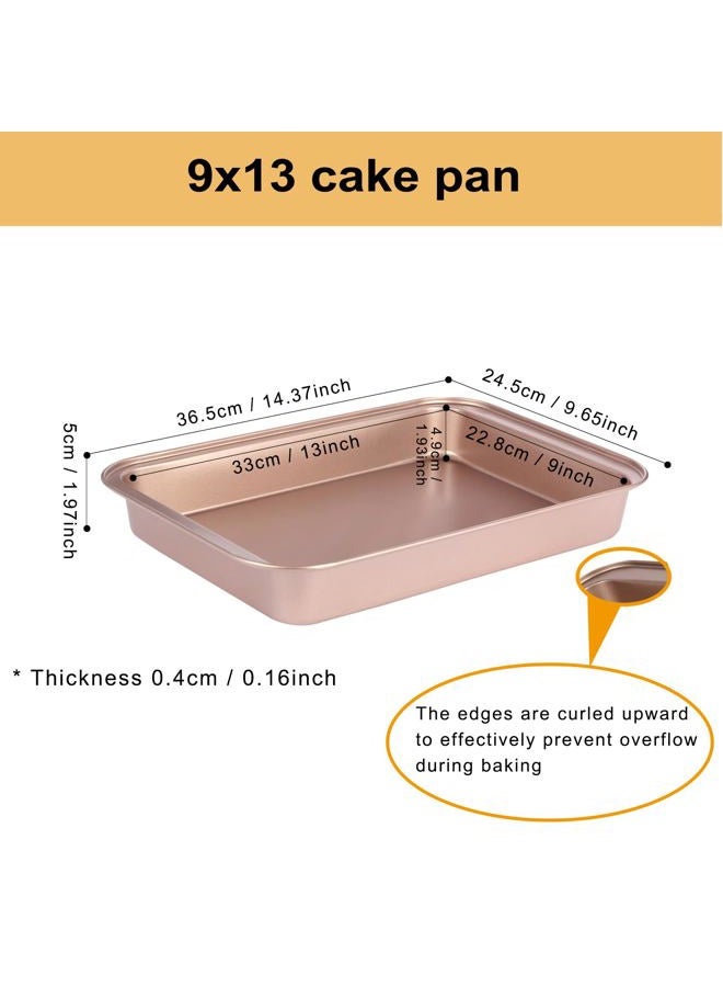 Barlket 9x13 Baking Pan, Rectangle Cake Pan Nonstick, Bakeware Baking Pans for Oven, Easy Clean, Carbon Steel Cake Pan for Lasagna Brownies Casseroles Cakes Pan, Rose Gold, Set of 2 - Image 5