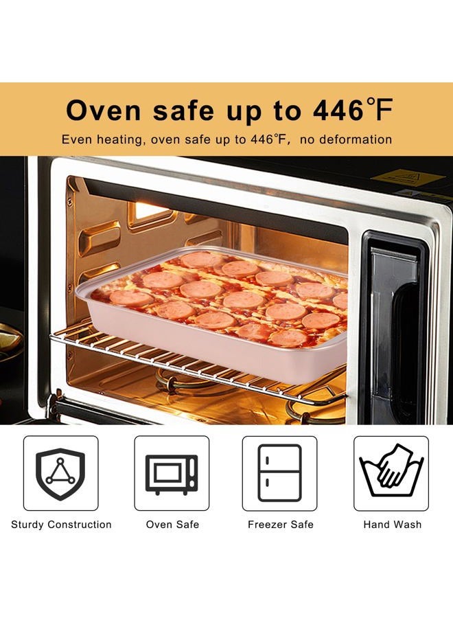 Barlket 9x13 Baking Pan, Rectangle Cake Pan Nonstick, Bakeware Baking Pans for Oven, Easy Clean, Carbon Steel Cake Pan for Lasagna Brownies Casseroles Cakes Pan, Rose Gold, Set of 2 - Image 4