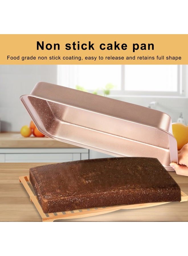 Barlket 9x13 Baking Pan, Rectangle Cake Pan Nonstick, Bakeware Baking Pans for Oven, Easy Clean, Carbon Steel Cake Pan for Lasagna Brownies Casseroles Cakes Pan, Rose Gold, Set of 2 - Image 2