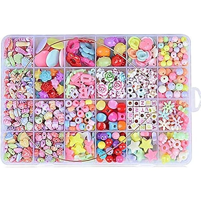550Pcs Kids DIY Making Jewellery Beads Craft Colourful Kit for Kids, 20x15x3cm, Multi color, B-01