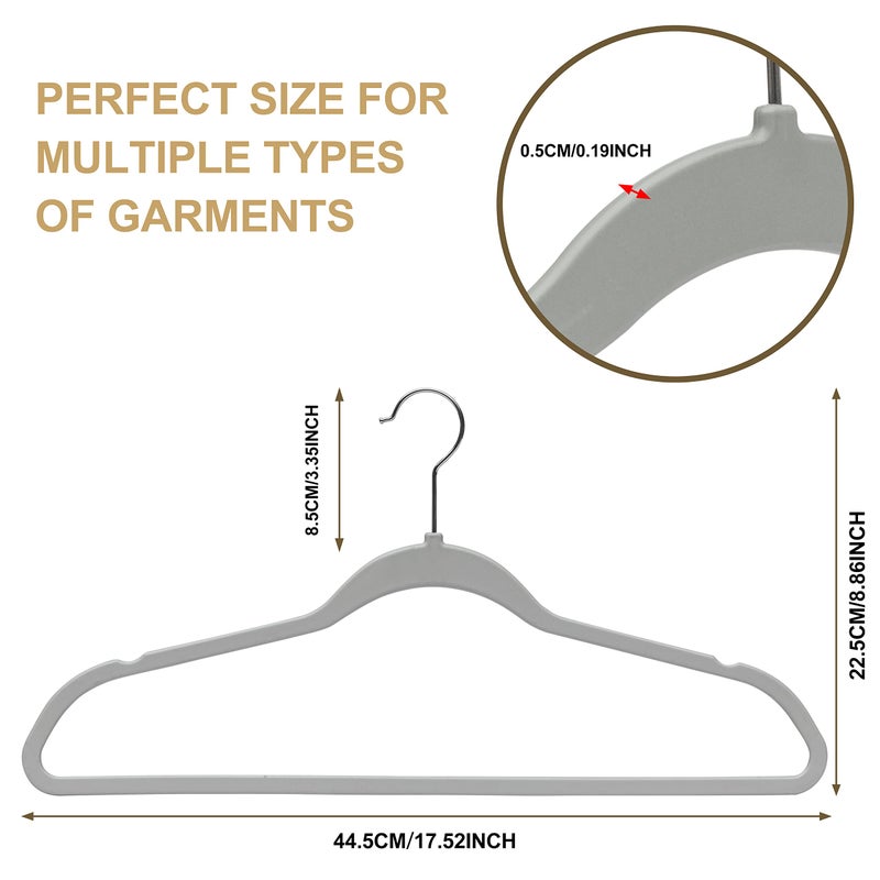 Quality Hangers Clothes Set 50 Pack - Non-Velvet Plastic for Clothes - Heavy Duty Coat Set - Space-Saving Closet With Chrome Swivel Hook, Functional Non-Flocked, Gray - Image 4