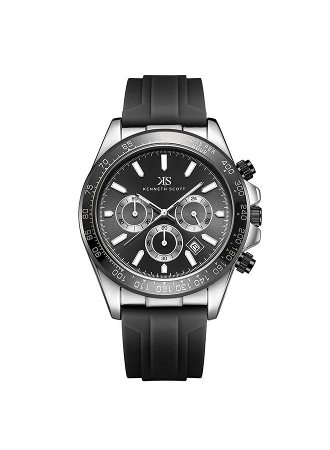 كينيث سكوت Men's Silicone Chrono & Multi Function Watch K23149-SSBB - 45 mm