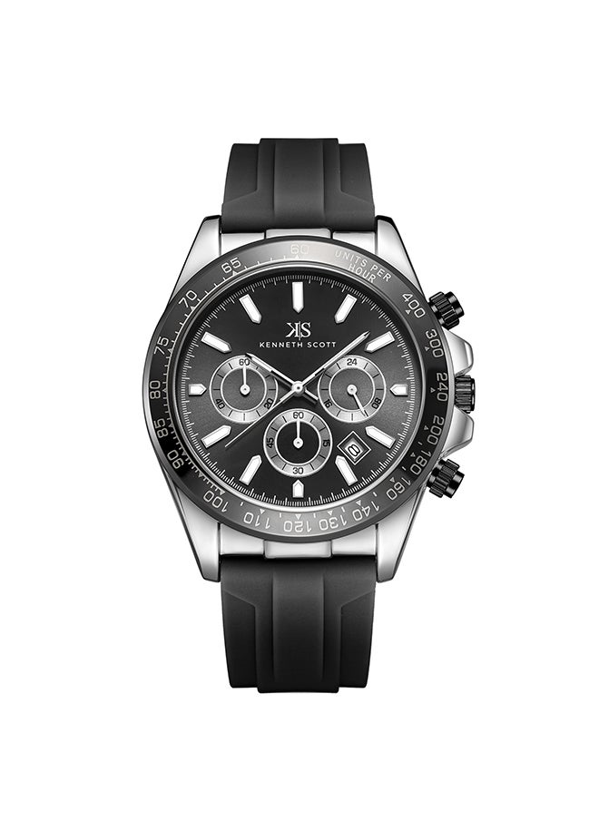 KENNETH SCOTT ساعة كينيث سكوت للرجال بمينا اسود كرونوغراف ومتعددة الوظائف - K23149-SSBB  - Image 1