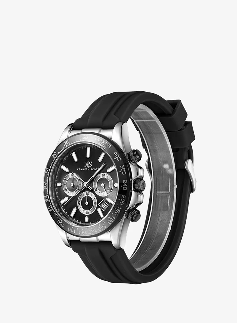 KENNETH SCOTT Men's Silicone Chrono & Multi Function Watch K23149-SSBB - 45 mm