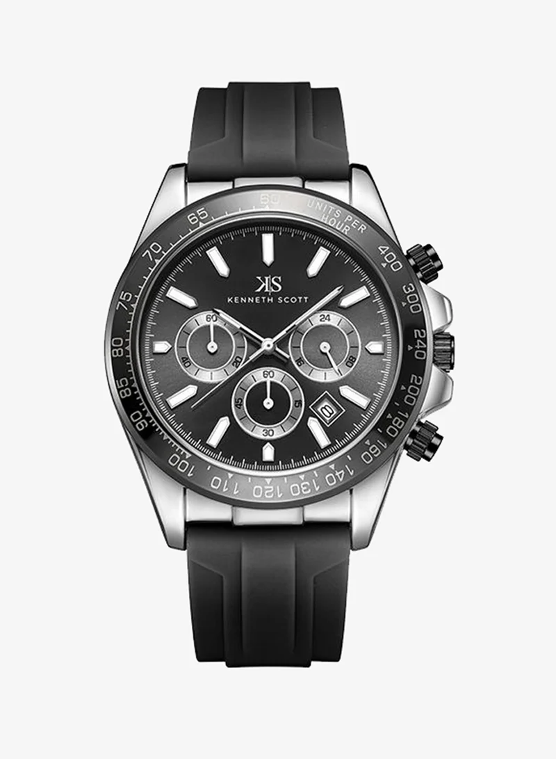 KENNETH SCOTT Men's Silicone Chrono & Multi Function Watch K23149-SSBB - 45 mm