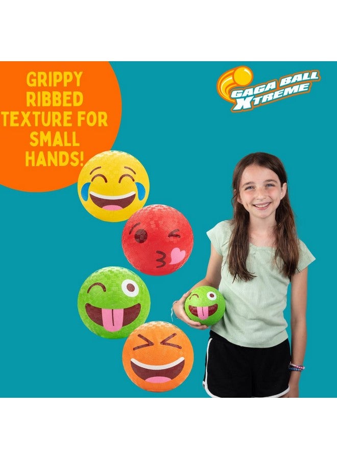 SCS Direct Gaga Ball 5 Inch Playground Balls with Air Pump (4 pk, Silly Faces)- Durable Rubber Balls Official Size for Dodgeball & Handball - Great for Outside Play, 4 Square & Game for Kids Birthday Parties - Image 4