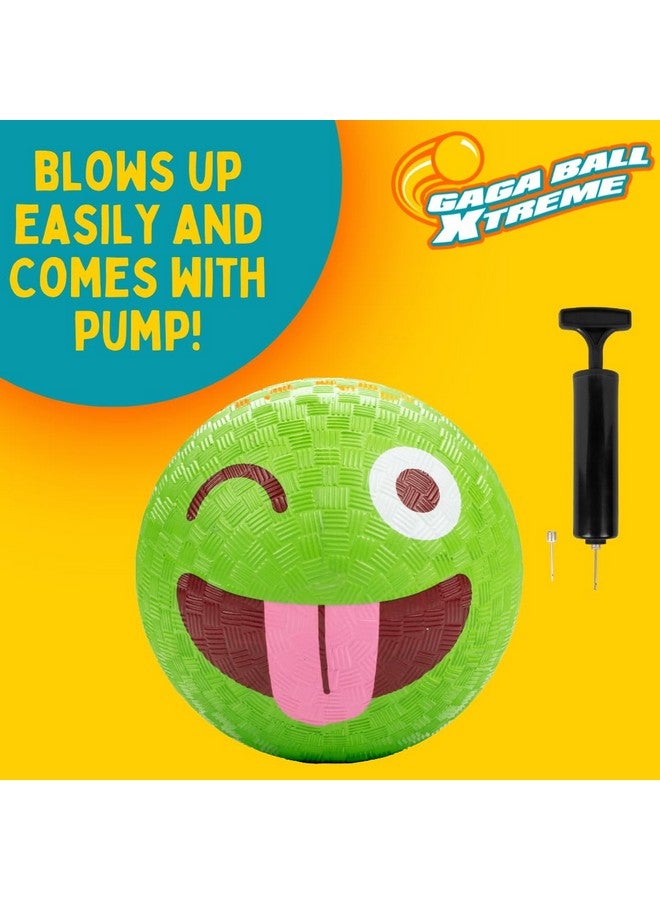 SCS Direct Gaga Ball 5 Inch Playground Balls with Air Pump (4 pk, Silly Faces)- Durable Rubber Balls Official Size for Dodgeball & Handball - Great for Outside Play, 4 Square & Game for Kids Birthday Parties - Image 3